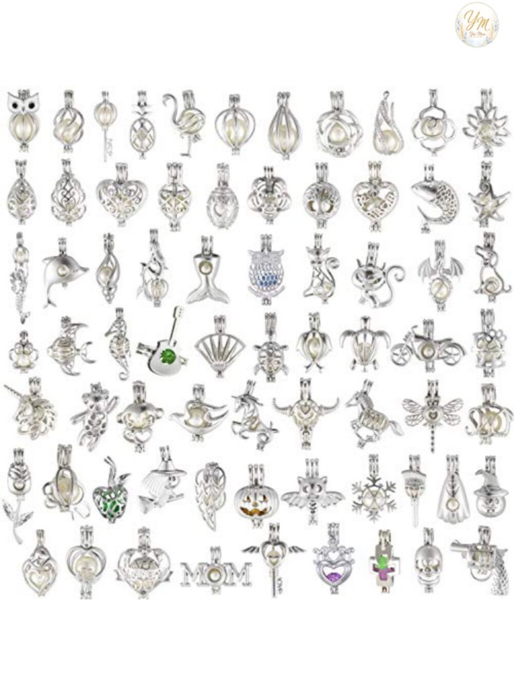 DIY Jewelry Making Charms - Pearl Bead Cage Pendants for Necklace Craft Supplies
